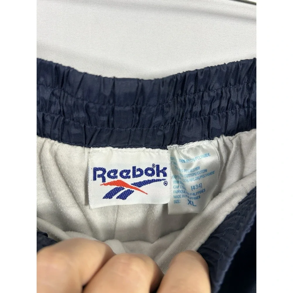 Vintage 90s‎ Reebok Track Pants XL Navy Blue Baggy Nylon Swishy Blokecore Grunge